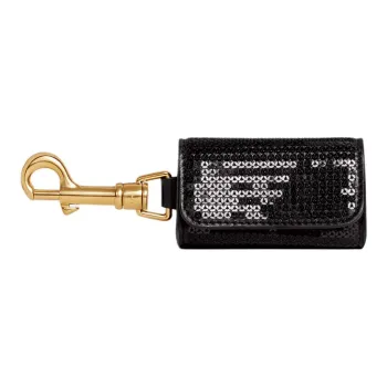 CELINE Calfskin With Shimmering Sequins Storage Bag Unisex Black