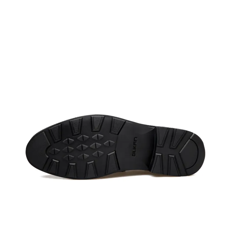 DILIKAN Hidden Wedge Men's Shoes 5 Cm Crocodile Pattern Slip-on Leather Shoes For Men Men's Black-16