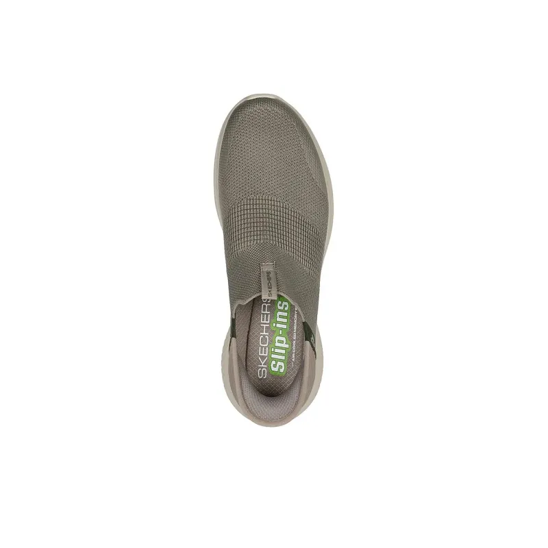 Skechers Hands Free Slip Ins Anti Slip Wear Resistant Breathable Lightweight Rebound Low Top Casual Shoes Men's Taupe-3