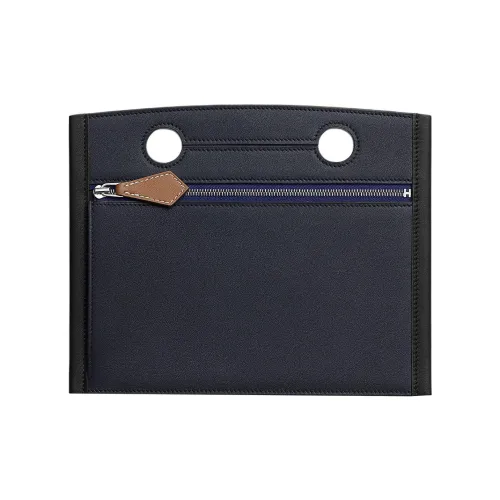 HERMES Clutches Black/Indigo/Sapphire Blue/Light Tawny