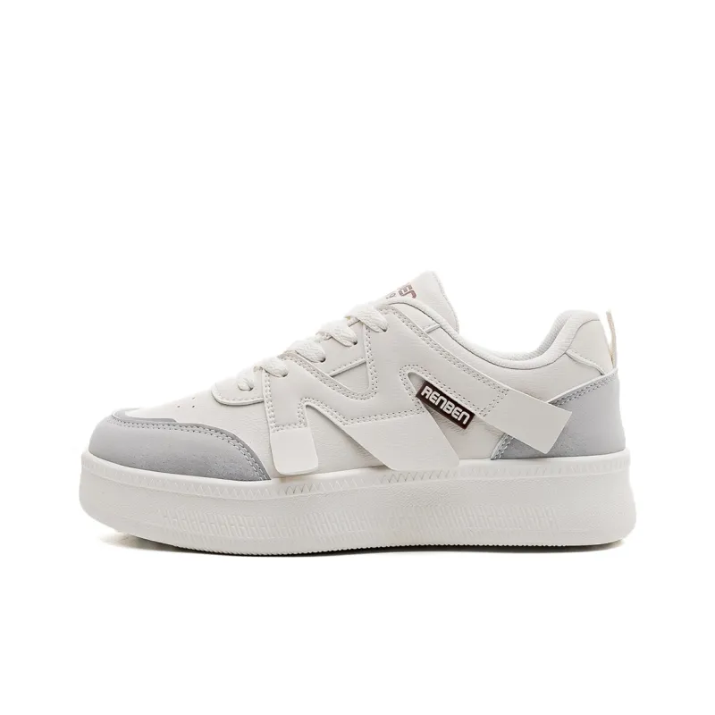 RENBEN Skateboard Shoes Unisex Low-Top Beige Gray EU 40 POIZON