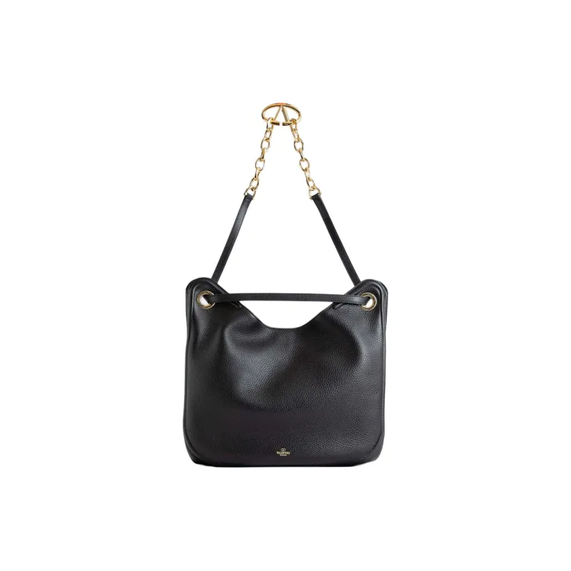 Valentino Grained Leather Tote Bag Shopping Bag Handbag Shoulder Bag Women's Black-0