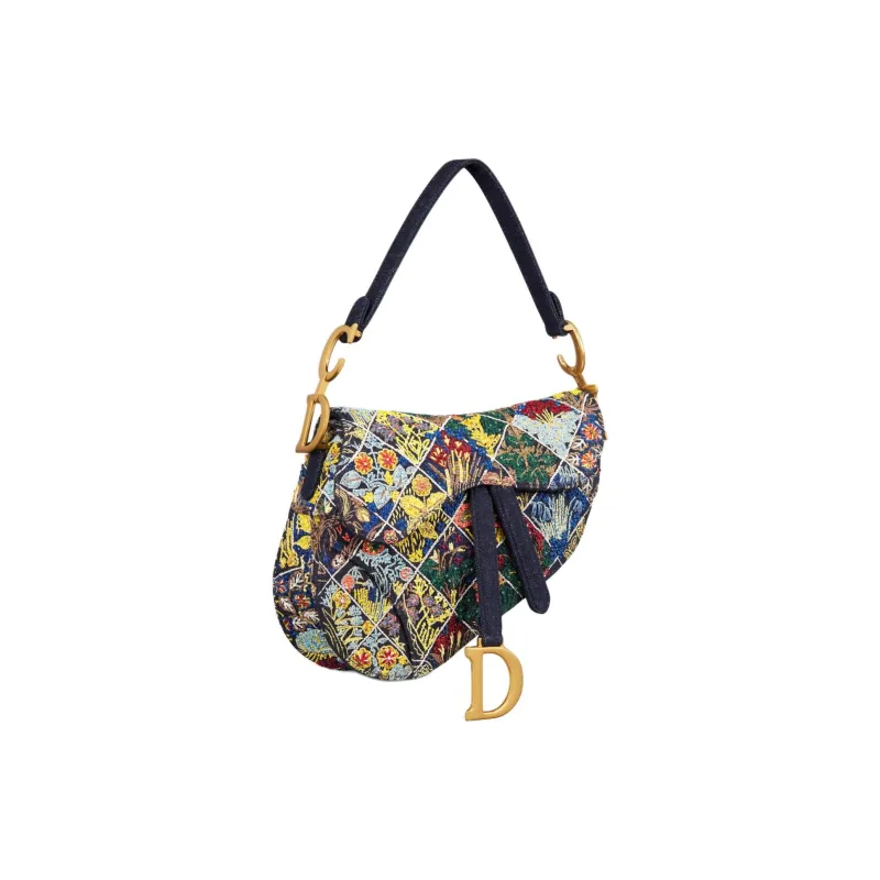 DIOR Saddle Denim Saddle Bag Shoulder Bag Crossbody Bag Handbag Women's Multicolor-1