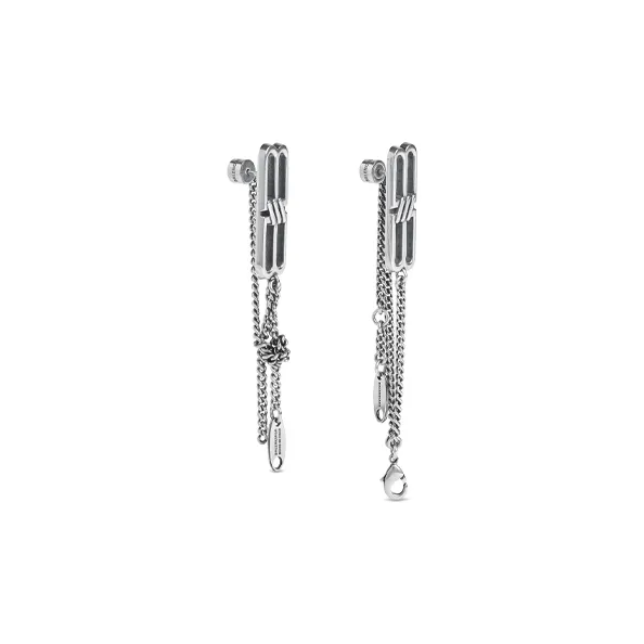 Balenciaga Brass Earrings Unisex Silver-1