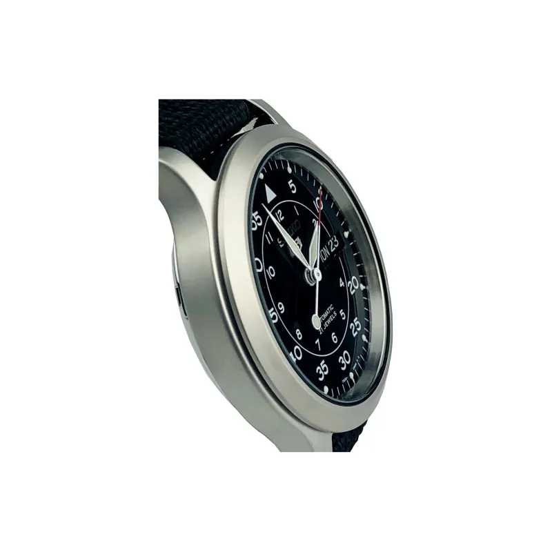 SEIKO Automatic Mechanical Movement Polyester Strap Watch Men's Watches Black Dial SNK809K2-2