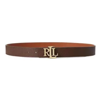 Polo Ralph Lauren Logo Decoration Leather Belts Men's Brown Width 3.2CM