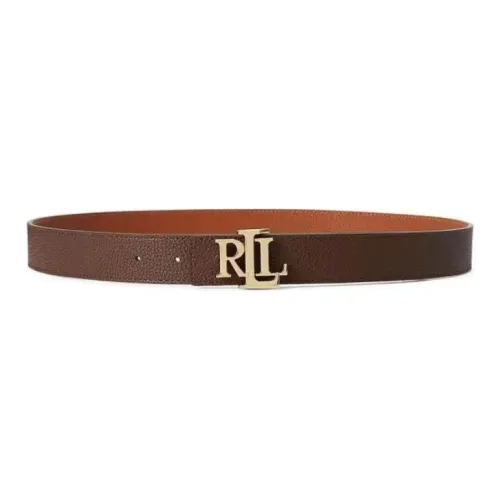 Polo Ralph Lauren Logo Decoration Leather Belts Men's Brown Width 3.2CM
