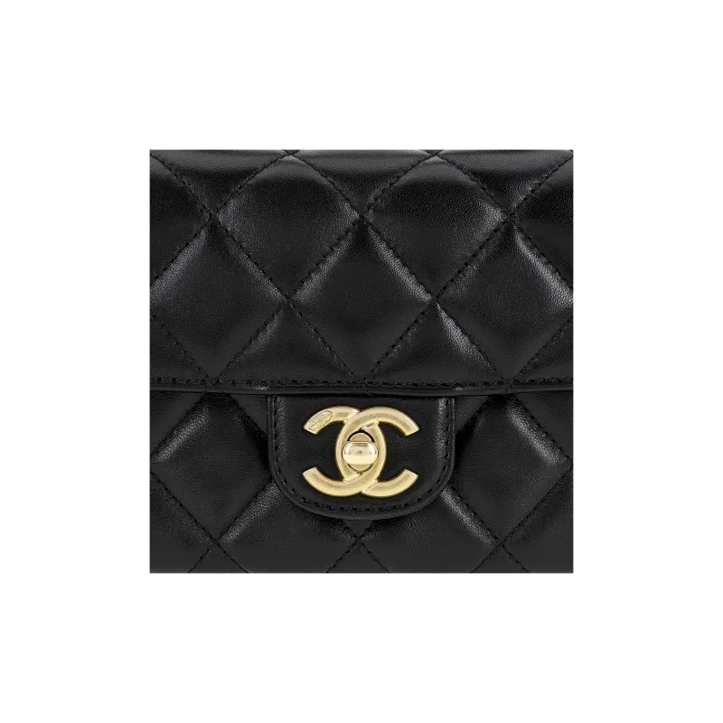 CHANEL Sheepskin Shoulder Bag, Crossbody Bag, Handbag Medium Size Women's Black-4