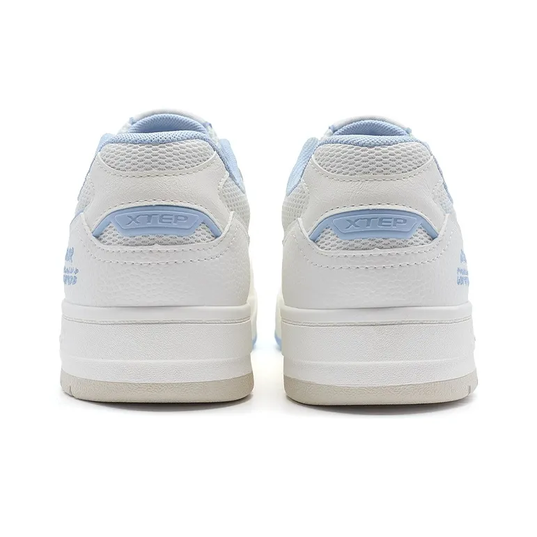 XTEP Anti Slip Wear Resistant Low Top Skateboard Shoes Women's Sail White Northern Lights Blue-3