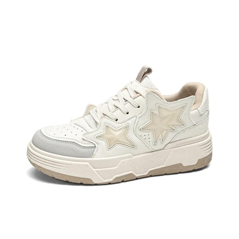Binary Water Resistant Wear Resistant Breathable Height Increasing Low Top Skateboard Shoes Unisex Ecru-1