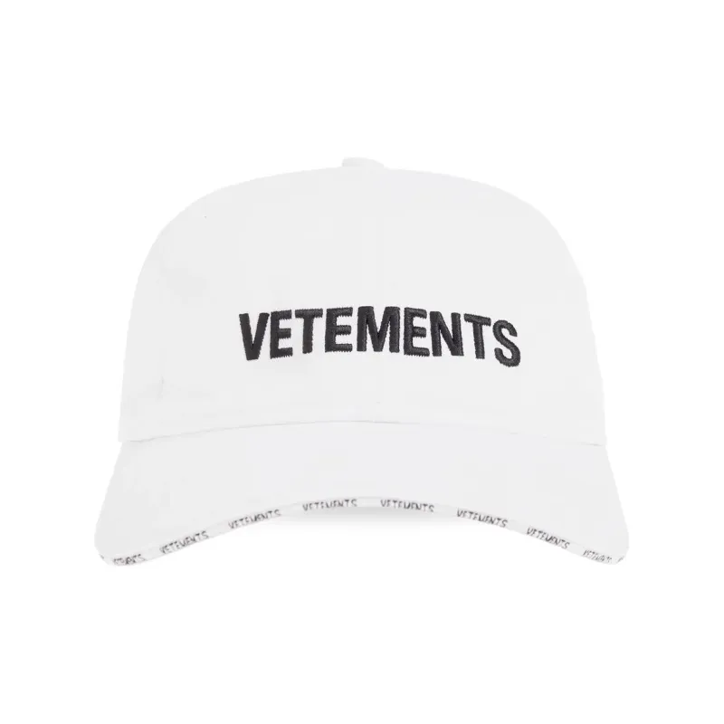Vetements Logo Embroidered Curved-Peak Baseball Cap-0
