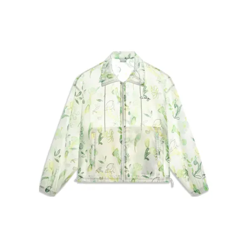 LINING Sports Life Collection Trench Coats Women's Yellow And Green All Over Print