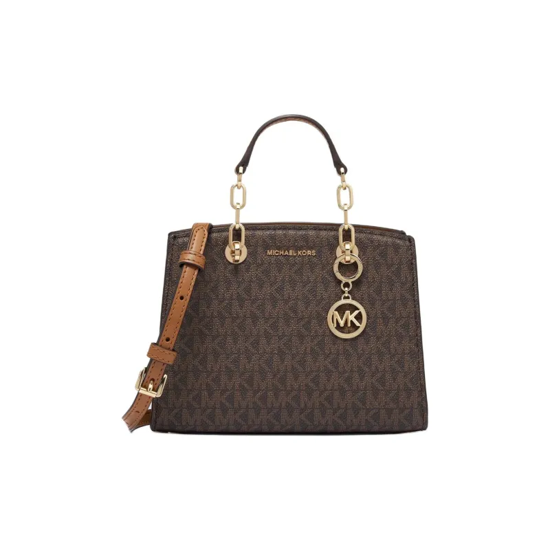 MICHAEL KORS Cynthia Artificial Leather Handbag Shoulder Bag Crossbody Bag Extra Small Women's Dark Brown & Acorn Brown-0