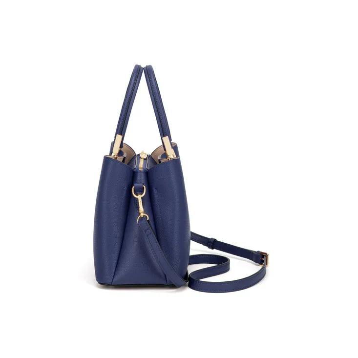 Simvay Clos Cow Leather One Shoulder Handbags Medium Size Women's Blue/Black/Burgundy-3