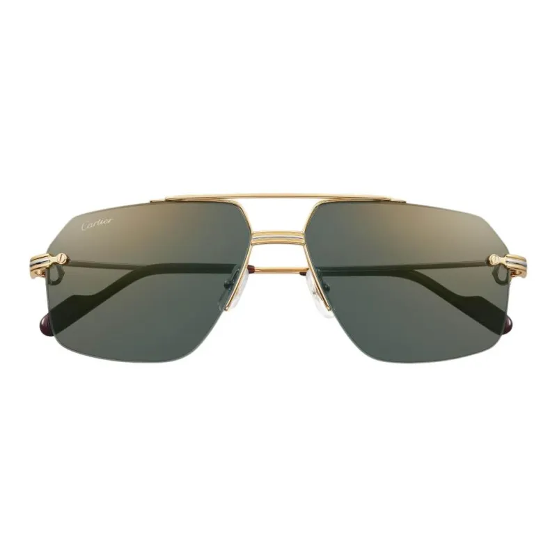 CARTIER Metal Gold Plated Aviator Sunglasses Unisex Gold-1