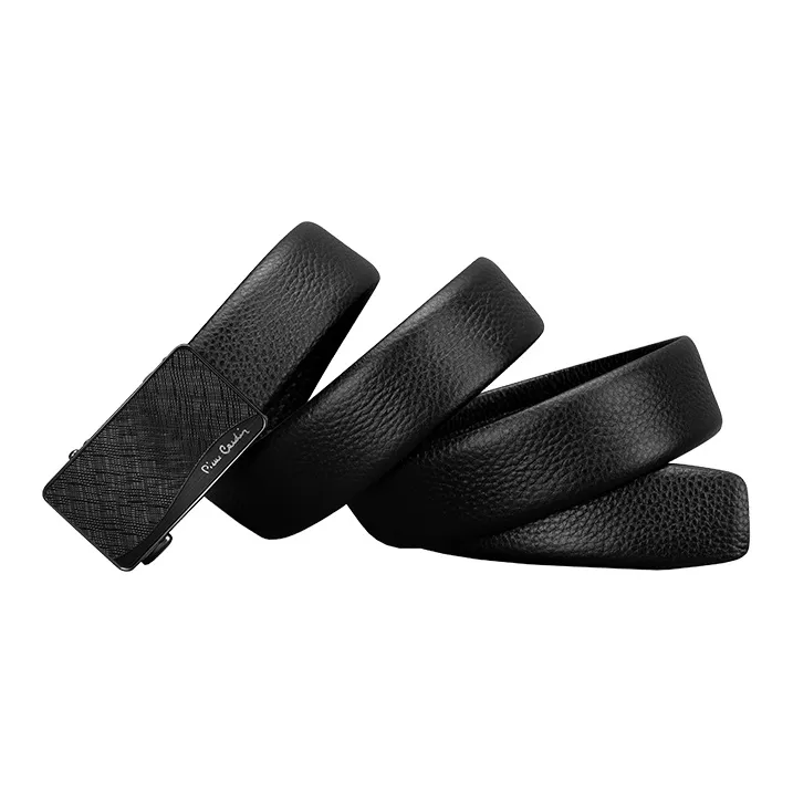 PIERRE CARDIN Genuine Leather Business Automatic Buckle Top Grain Cow Leather Belts Men's Black-3