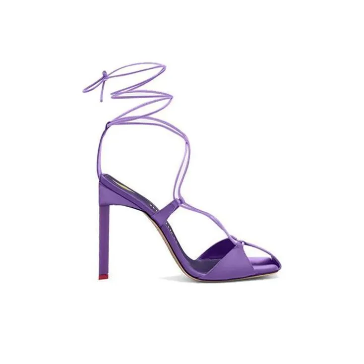 The Attico Adele Lace-Up Satin Sandals Women's-1