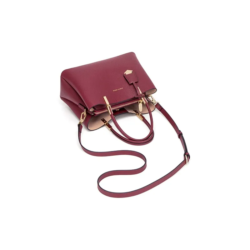 Simvay Clos Cow Leather One Shoulder Handbags Medium Size Women's Blue/Black/Burgundy-12