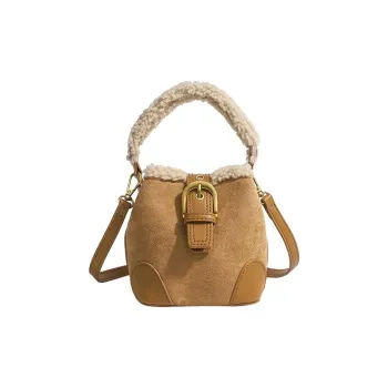 JANE KLAIN PU Laminated Textile Portable Crossbody Bucket Bag Regular Women's Brown