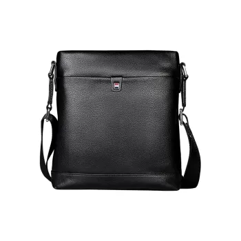 Old Man's Head Top Grain Cow Leather Shoulder Bag Crossbody Bag Regular Men's Black