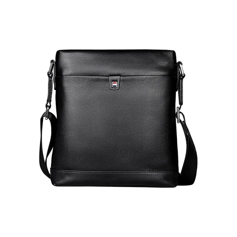 Old Man's Head Top Grain Cow Leather Shoulder Bag, Crossbody Bag Regular Men's Black-0