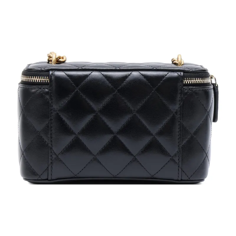 CHANEL Lambskin Shoulder Bag, Crossbody Bag Women's Black-3