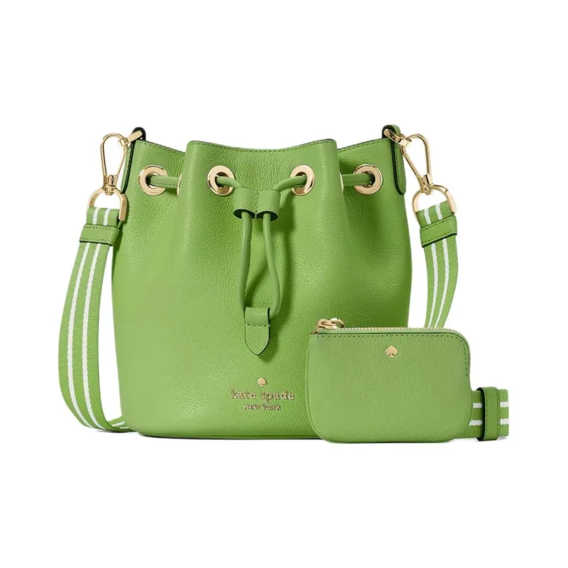 Kate Spade Eggstone Grain Leather Bucket Bags Shoulder Bag Crossbody Bag Mini Women's Ghost Green-0