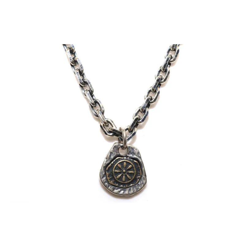 SHIYI N CIFANG Handmade Silver Sulfurization Distressed Necklaces Men's-1