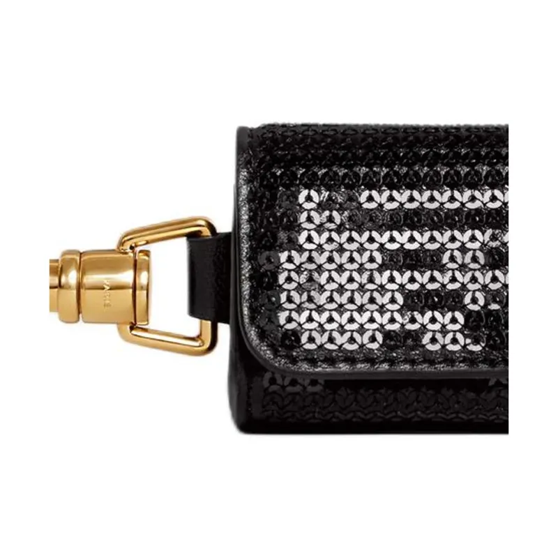 CELINE Calfskin With Shimmering Sequins Storage Bag Unisex Black-3