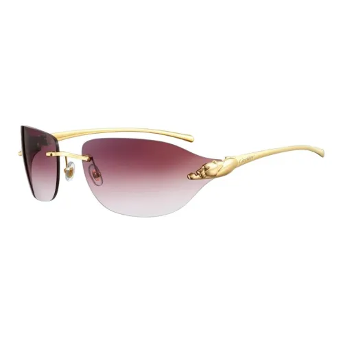 CARTIER Alloy Gold Plated Oval Sunglasses Women's Gold