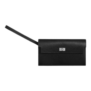 HERMES Kelly Pocket Chamkila Goat Skin Clutch Women's 89 Noir Black