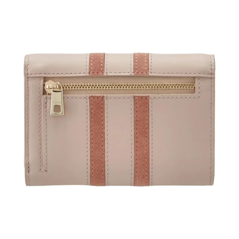 Furla Calfskin Wallet Mini Unisex Pink & Beige-3
