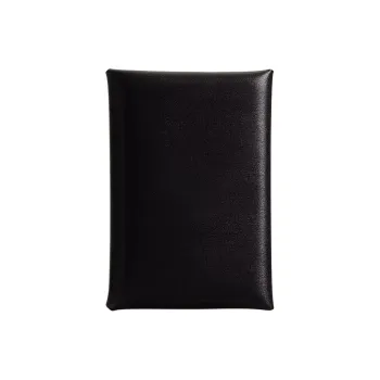 HERMES Calvi Box Calfskin Card Holder Women's 89 Noir Black