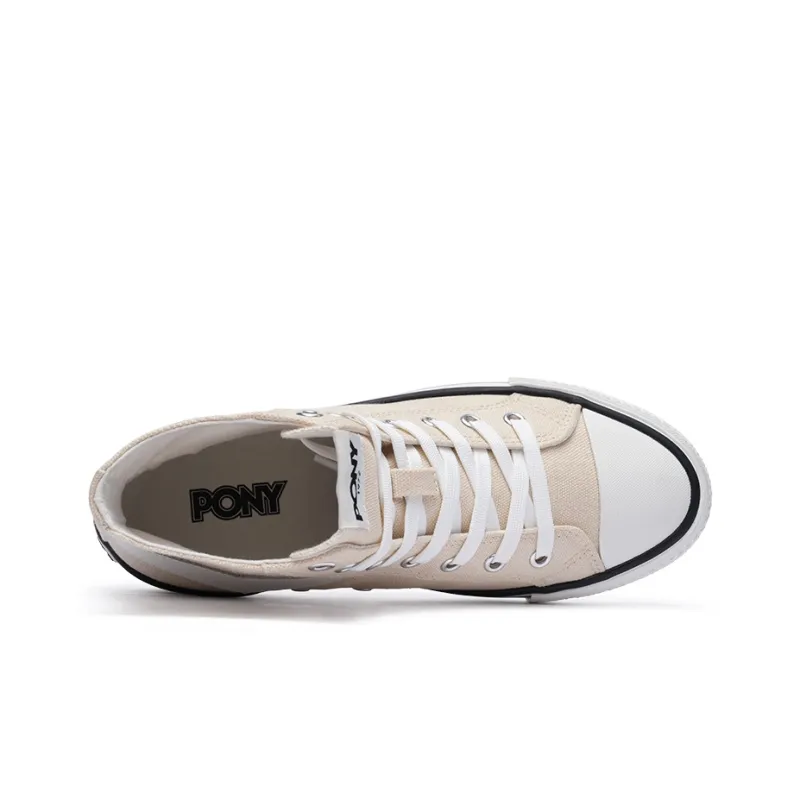 PONY Shooter Anti Slip Wear Resistant Breathable Lightweight High Top Canvas Shoes Unisex Beige-2