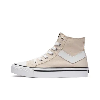 PONY Shooter Anti-Slip Wear-Resistant Breathable Lightweight High-Top Canvas Shoes Unisex Beige