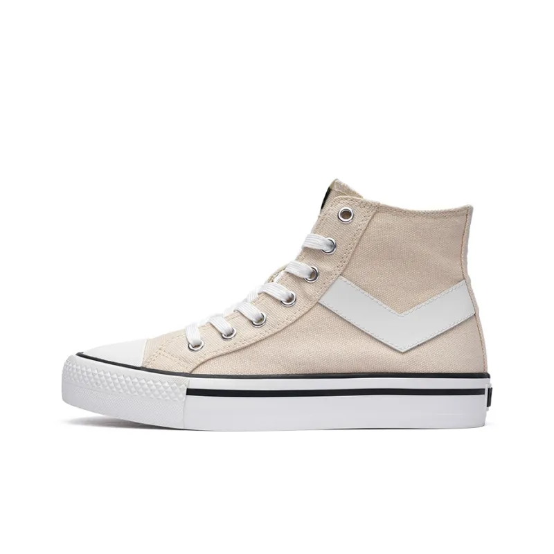 PONY Shooter Anti Slip Wear Resistant Breathable Lightweight High Top Canvas Shoes Unisex Beige-0