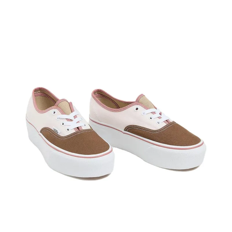 Vans Authentic Stackform Anti-Slip And Wear-Resistant Height Increasing Low-Top Canvas Shoes Women's Pink Brown-2
