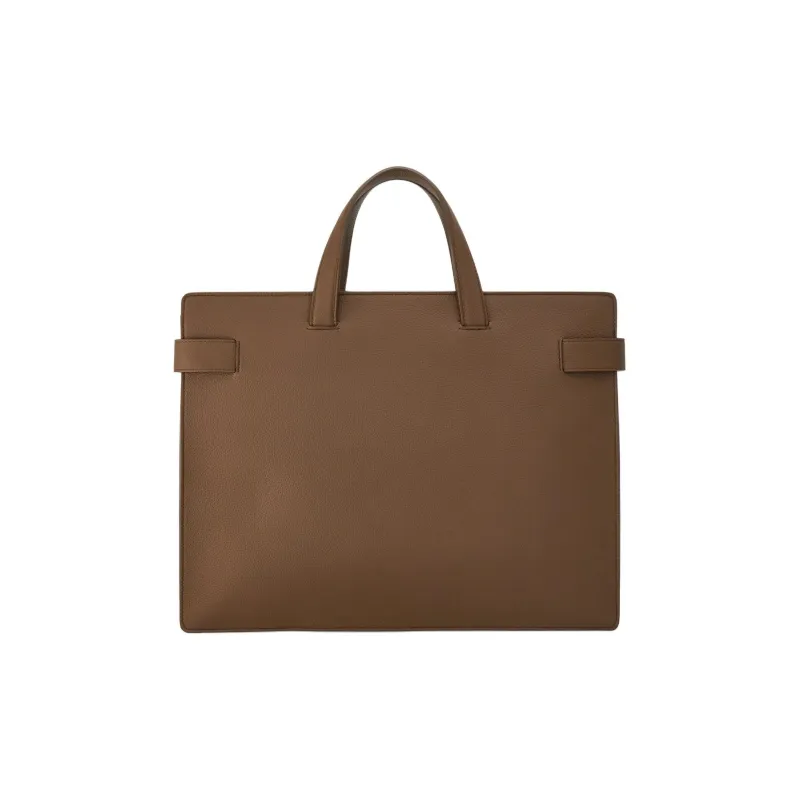 FERRAGAMO GANCINI Grained Calfskin Portable Briefcases Men's Brown-2