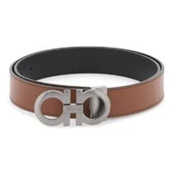 FERRAGAMO Letter Logo Leather Belts Men's Brown