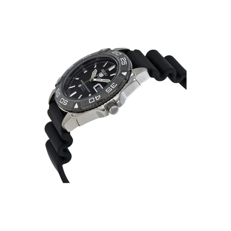 SEIKO Series 5 Mechanical Movement Rubber Strap Watch Men's Watches Black Dial SNZB23J2-1