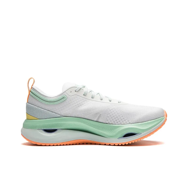 LiNing Cushioning Slip Resistant Abrasion Resistant Lightweight Rebound Low Top Running Shoes Women's White Blue-1