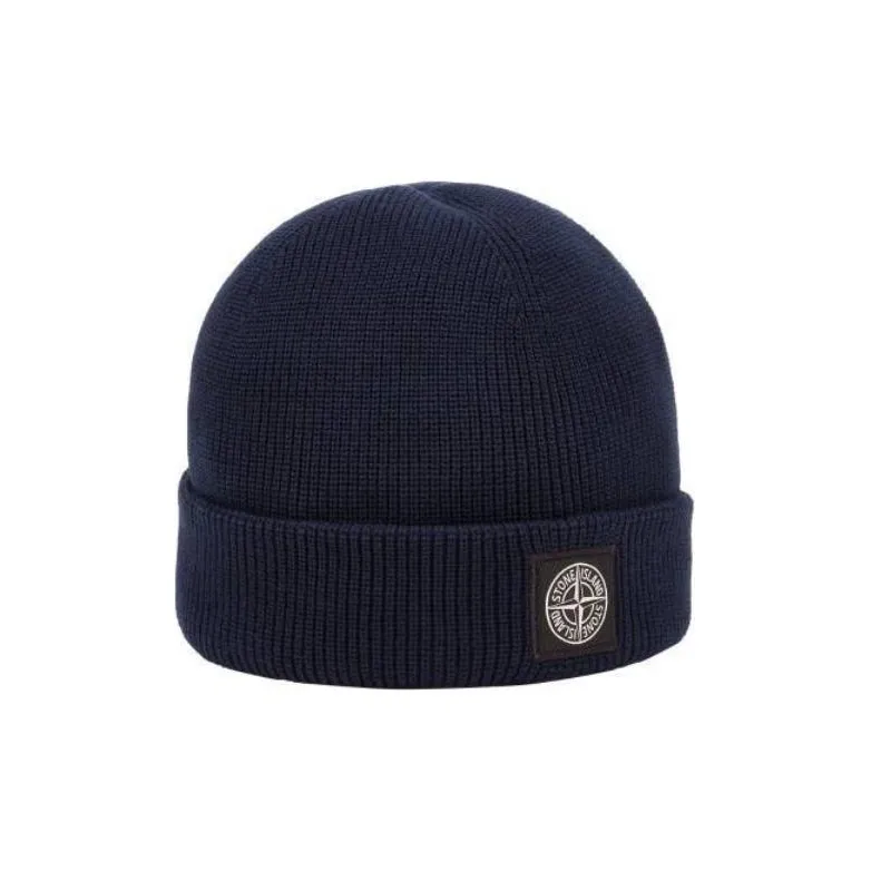 STONE ISLAND Cotton Beanies Men's Blue-1