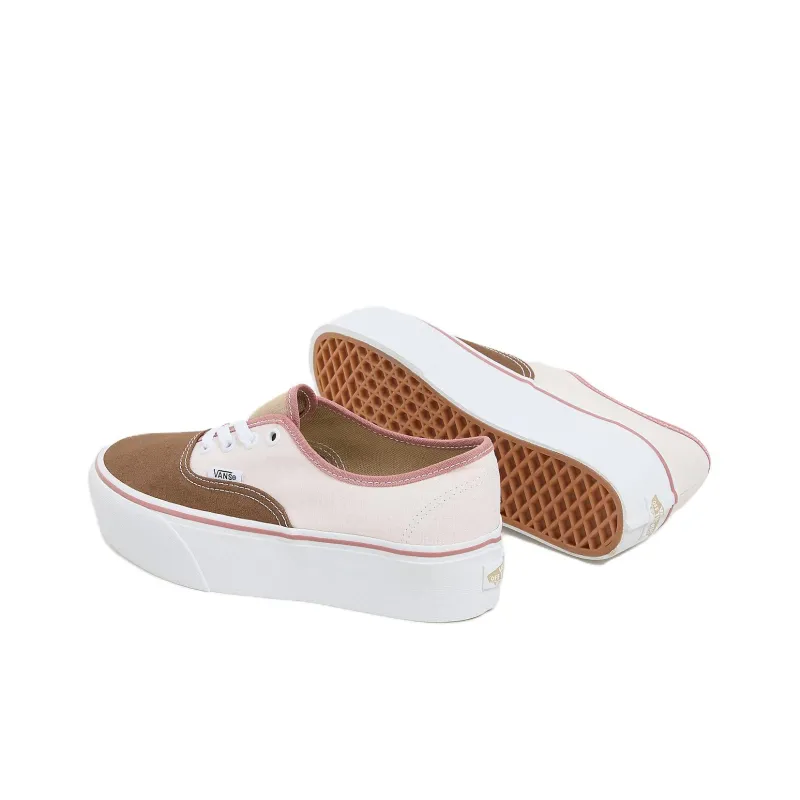 Vans Authentic Stackform Anti-Slip And Wear-Resistant Height Increasing Low-Top Canvas Shoes Women's Pink Brown-3
