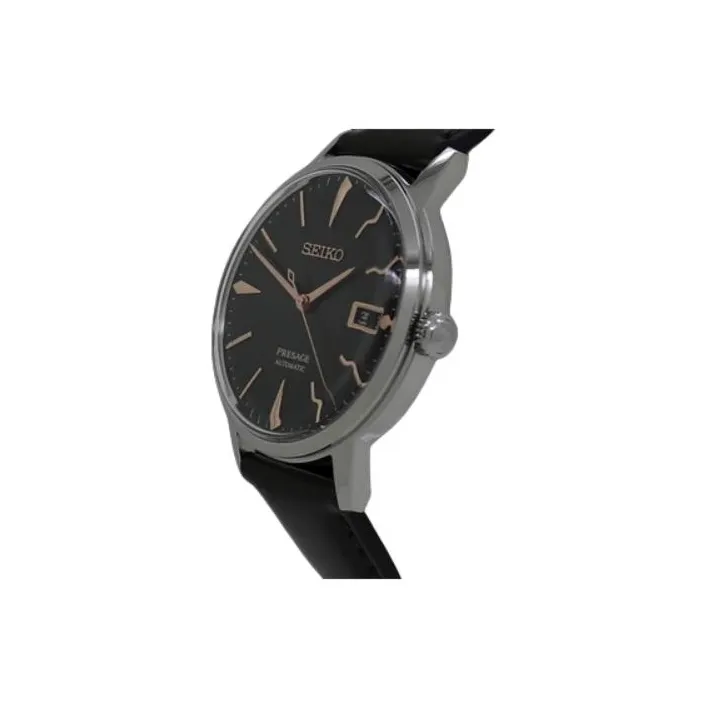 SEIKO Presage Series Automatic Mechanical Movement Cow Leather Strap Watch Men's Watches Coffee Watch Dial SRPJ17J1-1