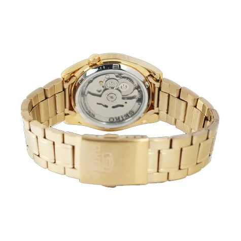 SEIKO Automatic Mechanical Movement Gold Plated Stainless Steel Strap Watch Men's Watches Gold Dial SNKL48K1-3