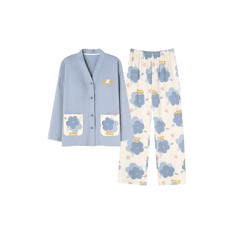 GRACEWELL Pajama Set Women's Light Blue-0