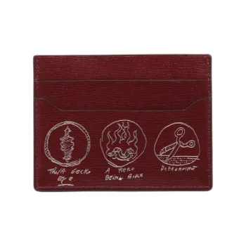 Delvau CASPER Collaboration Opera Calf Grain Calfskin Card Holder Women's Burgundy