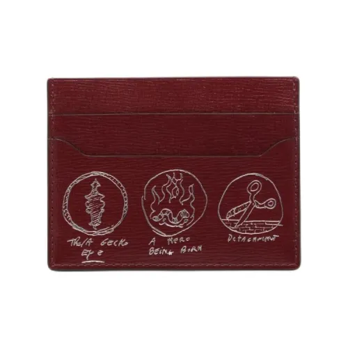 Delvau CASPER Collaboration Opera Calf Grain Calfskin Card Holder Women's Burgundy