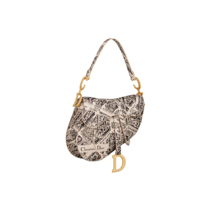 DIOR Saddle Smooth Cow Leather Saddle Bag Shoulder Bag Crossbody Bag Handbag Women's Beige & Marine Blue-2