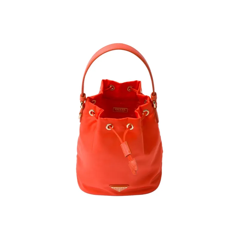 PRADA Fabric With Leather Bucket Bags Shoulder Bag Crossbody Bag Handbag Mini Women's Orange-2